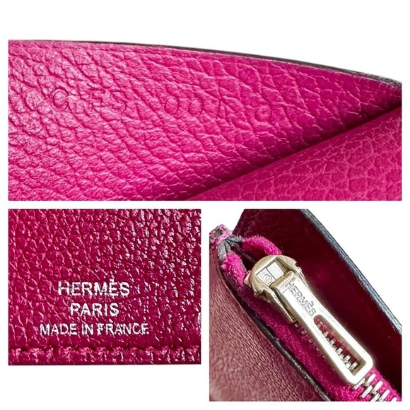 Authentic HERMES Pink Leather Eazip Slim Wallet Passport Holder with Box - Picture 2 of 14